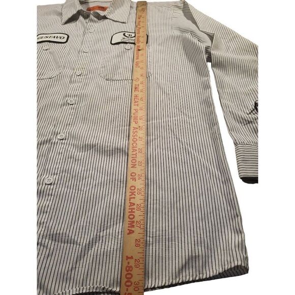 Red Kap‎ Shirt Striped Button Up Men Sz L Embroidered Brookhaven Country Club - Picture 3 of 7
